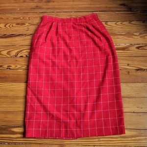 Vintage Red Plaid Graph Pencil Skirt